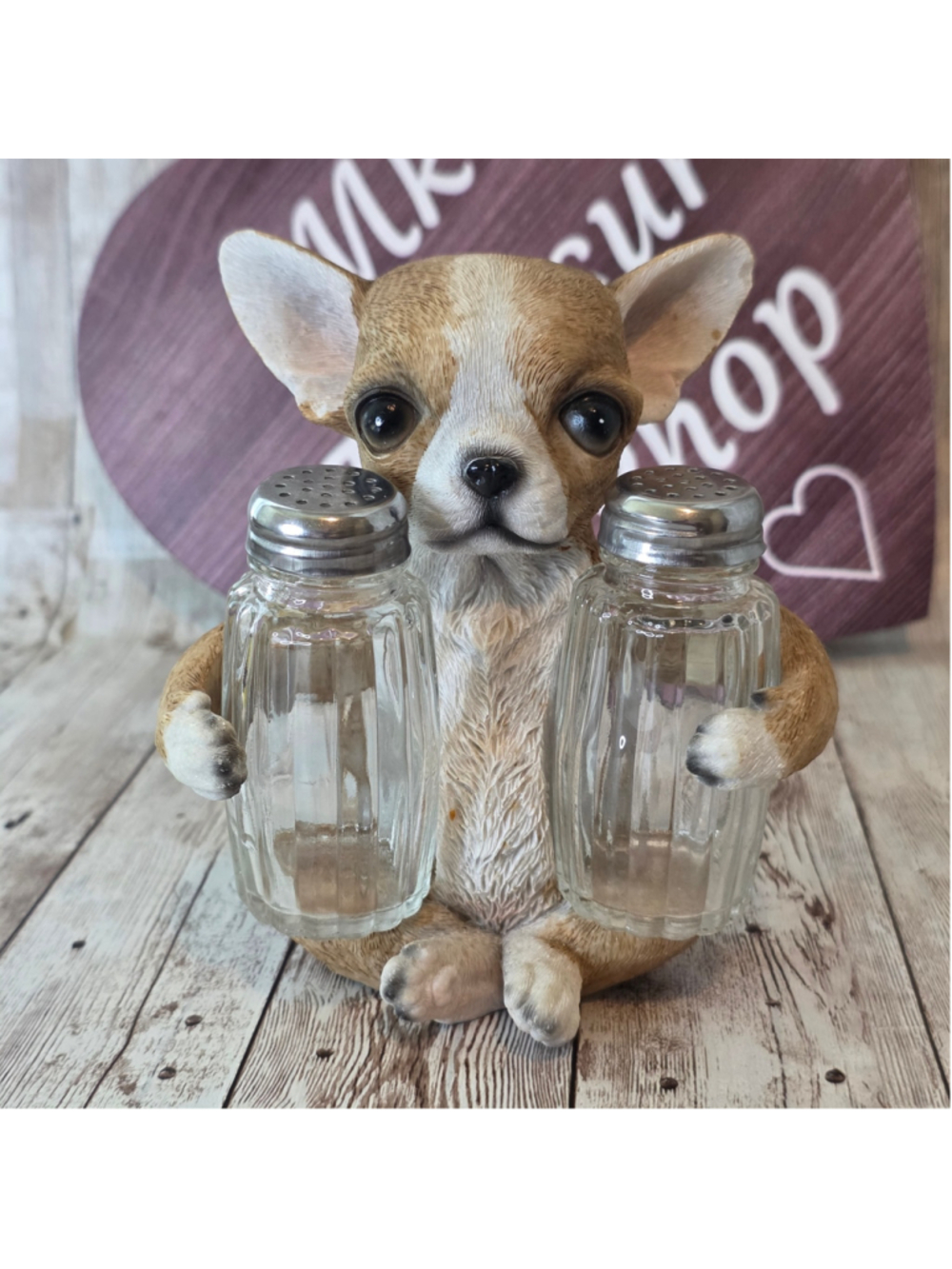 Unbranded stone Chihuahua Dog Salt and Pepper Shaker NWOT